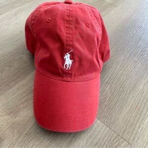 Polo Ralph Lauren Red Baseball Cap White Pony Logo Adjustable Hat
